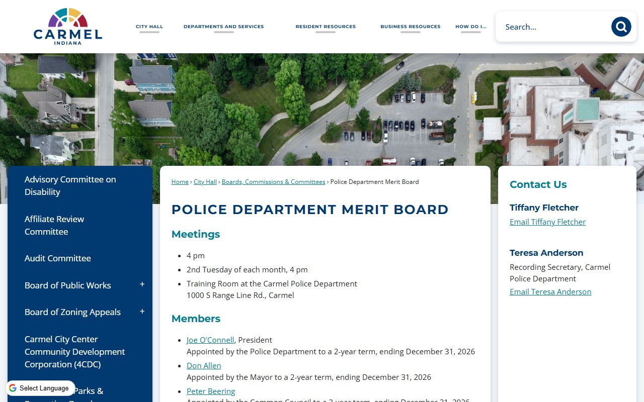Carmel Police Department records request process for police blotter data
