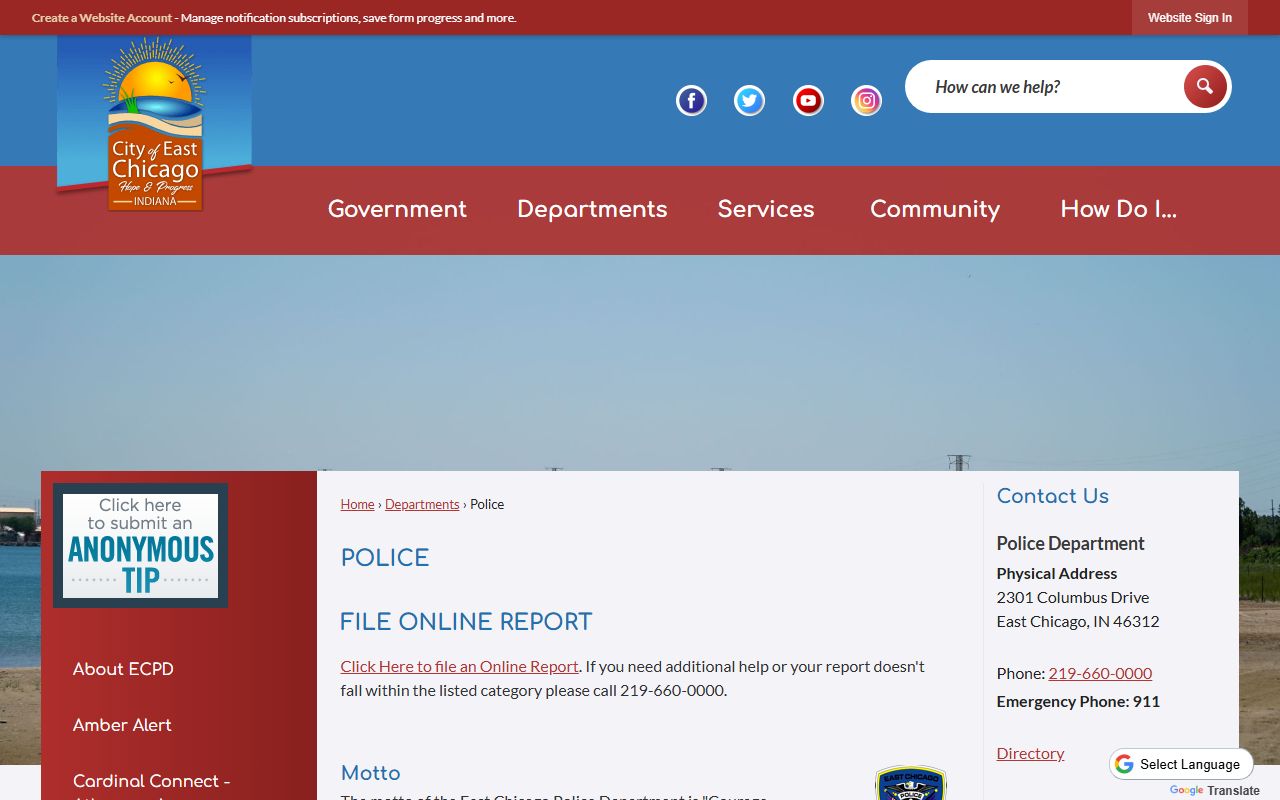 East Chicago Police Department police blotter records Lake County