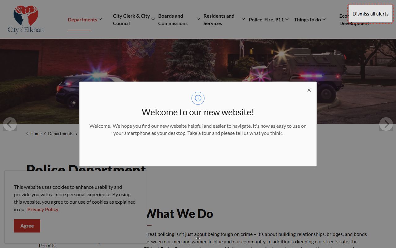 Elkhart Police Department public records portal in Indiana