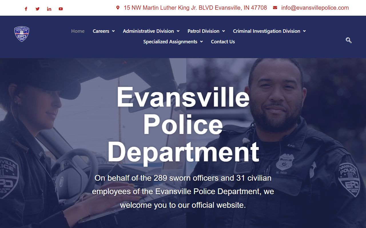 Evansville Police Department Central Records for police blotter requests