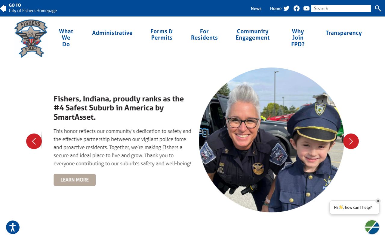 Fishers Police Department website and public records request for police blotter
