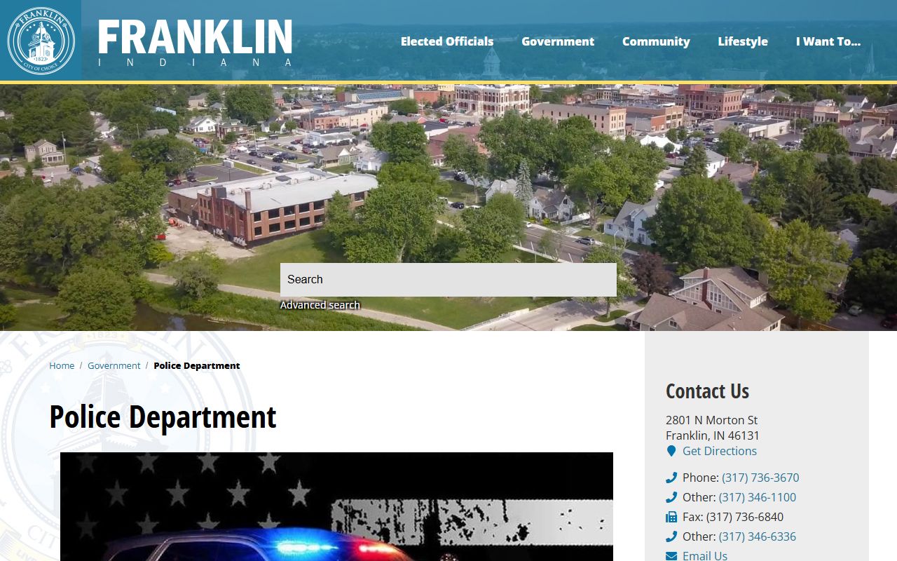 Franklin Police Department police blotter records Johnson County
