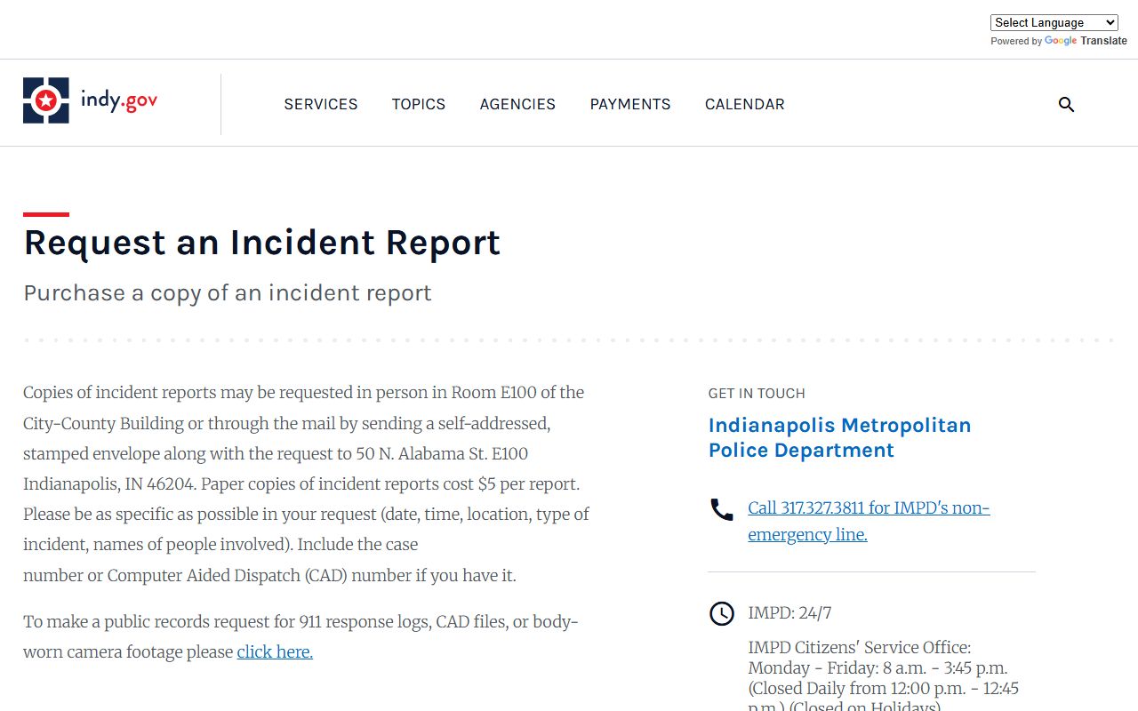Indianapolis police blotter records request process
