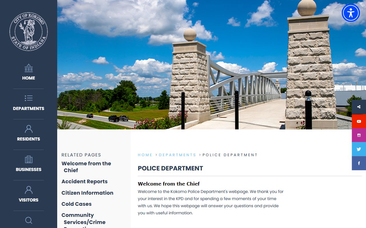 Kokomo Police Department NextRequest portal for police blotter record requests