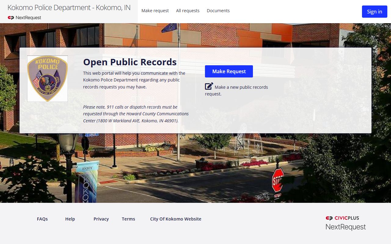 Kokomo Indiana police records unit information for blotter and incident report access