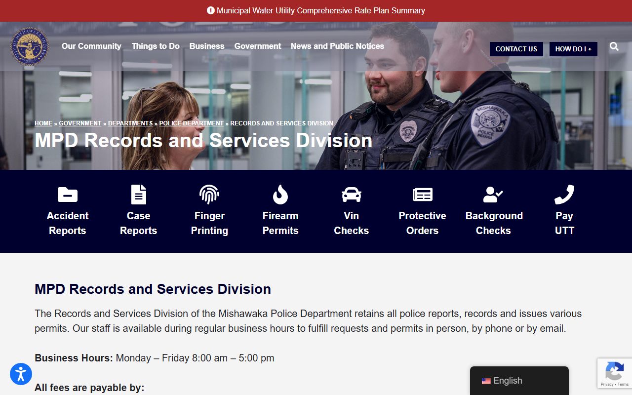Mishawaka Indiana police blotter incident records and APRA request resources