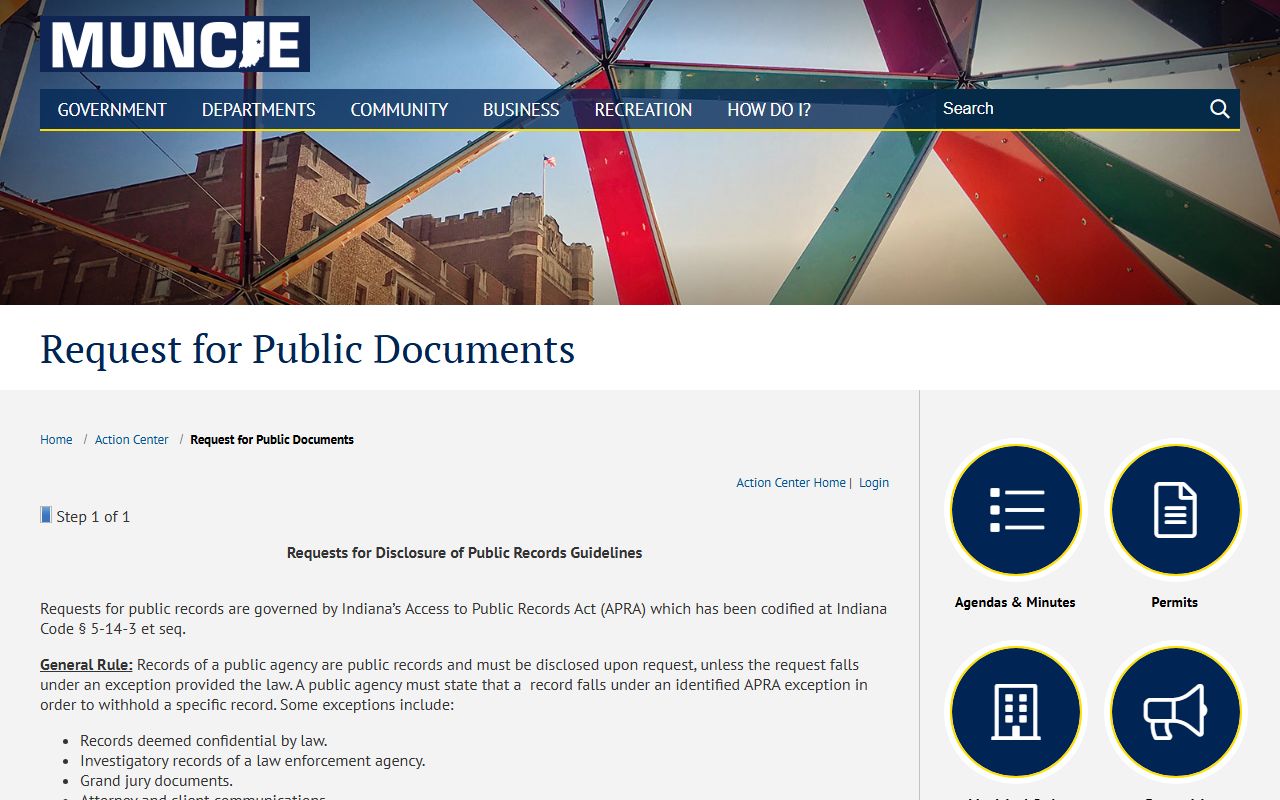 Muncie police records division contact details and APRA process guide