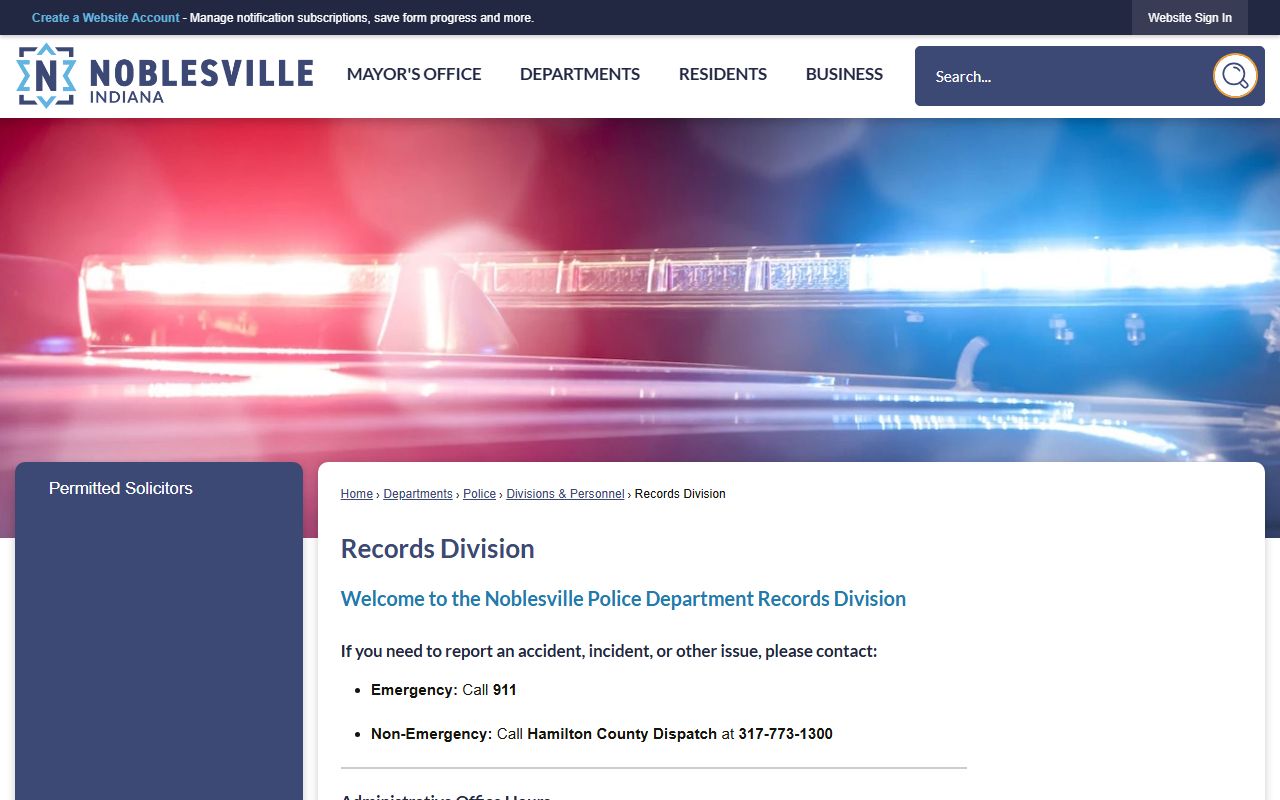 Noblesville police blotter incident report search and request options