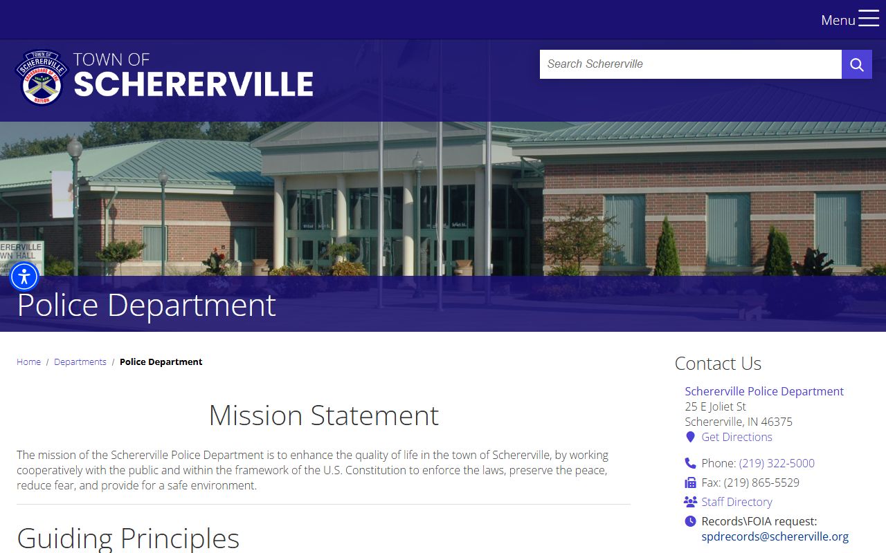 Schererville Police Department police blotter records