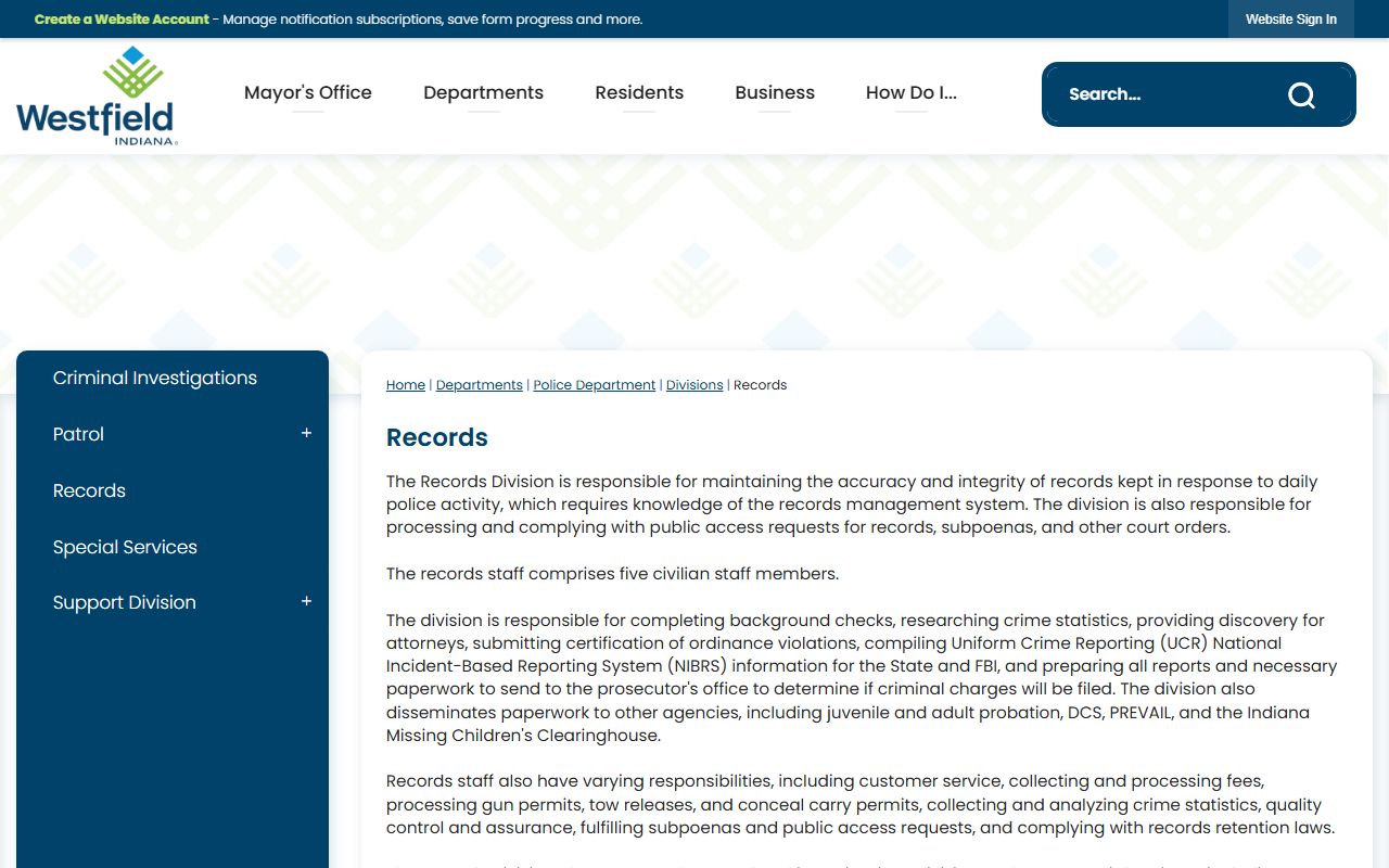 Westfield Indiana police blotter court records and case lookup