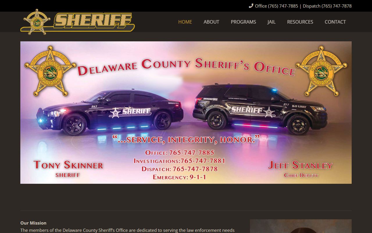 Delaware County Sheriff's Office website showing police blotter and public records resources