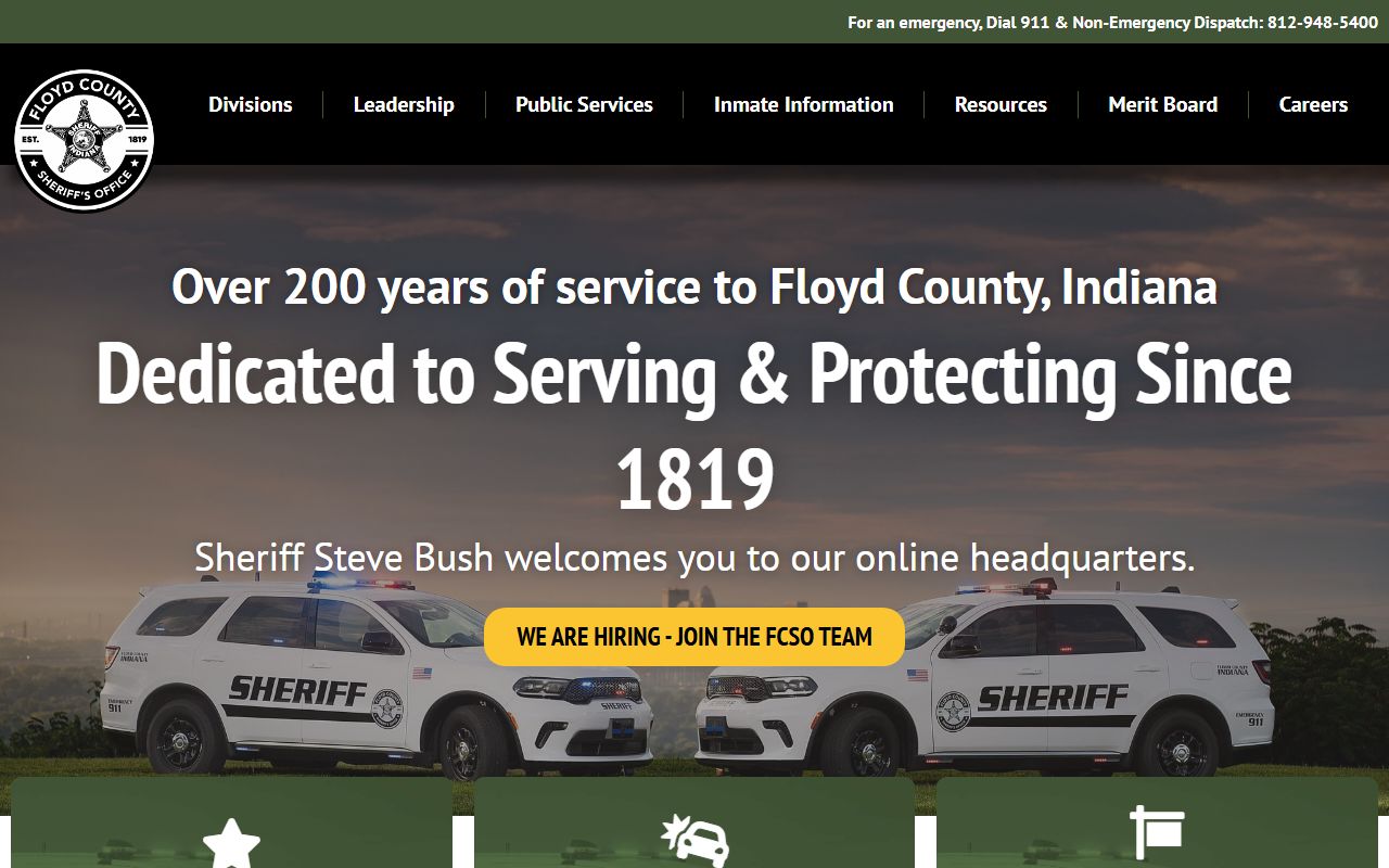 Floyd County Sheriff's Office website showing public records and police blotter resources