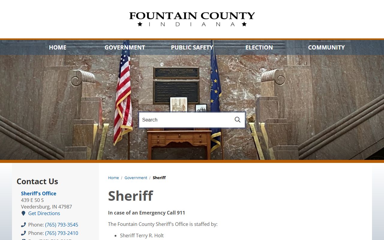 Fountain County Sheriff's Office official page with police blotter and public records information