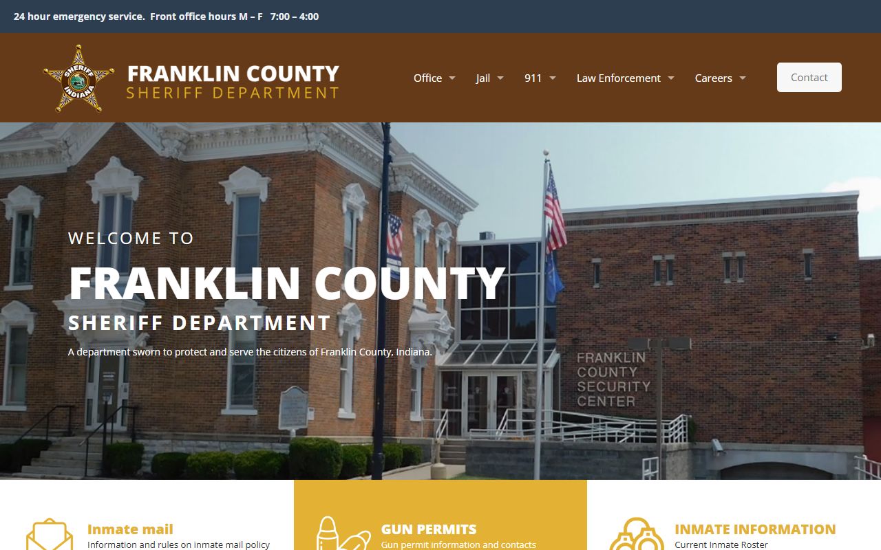 Franklin County Sheriff's Department website showing police blotter and public records information