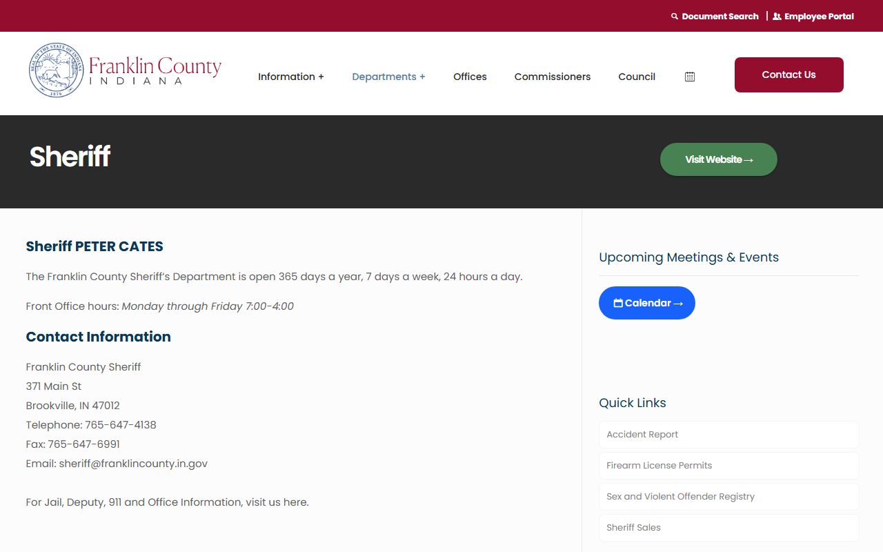 Indiana MyCase court records system for Franklin County criminal and civil case searches