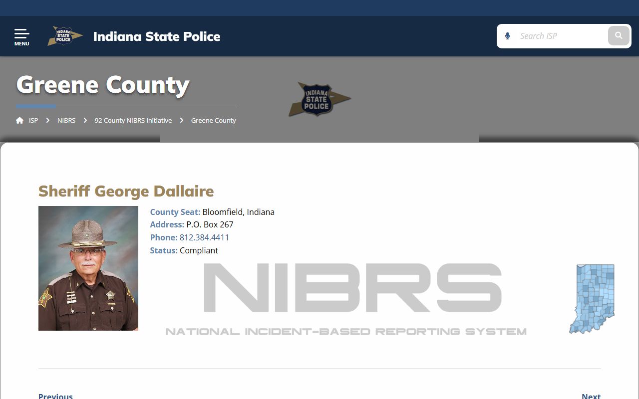 ISP NIBRS Greene County crime statistics page