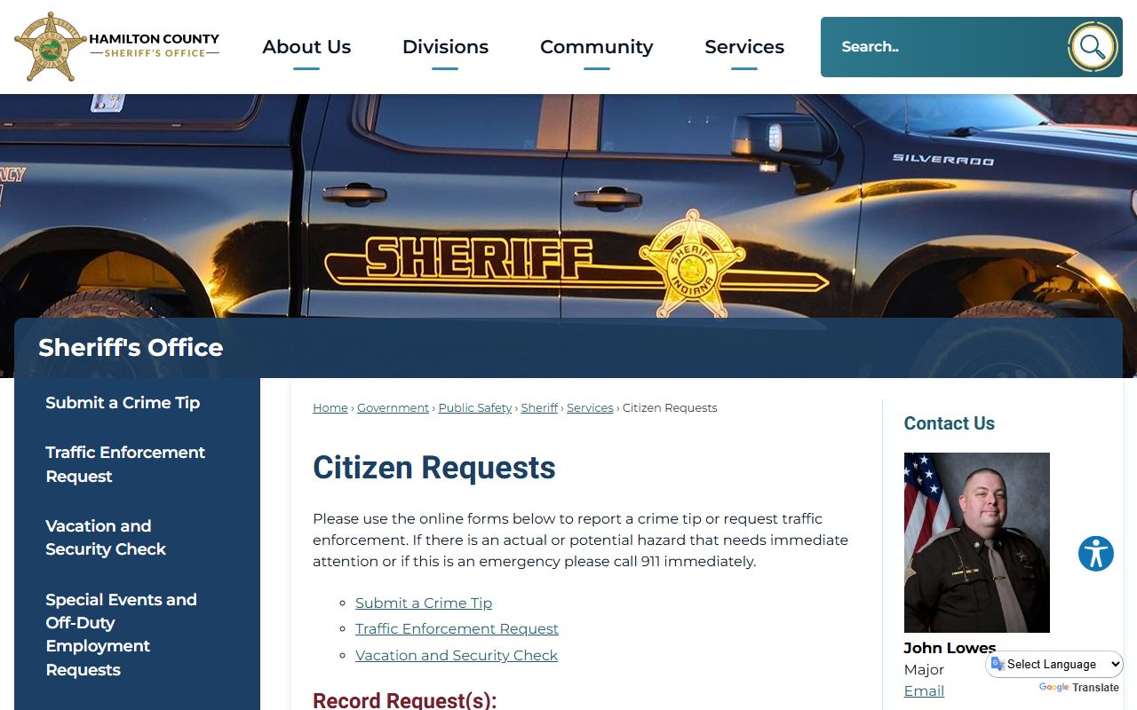 Hamilton County law enforcement resources and police blotter data