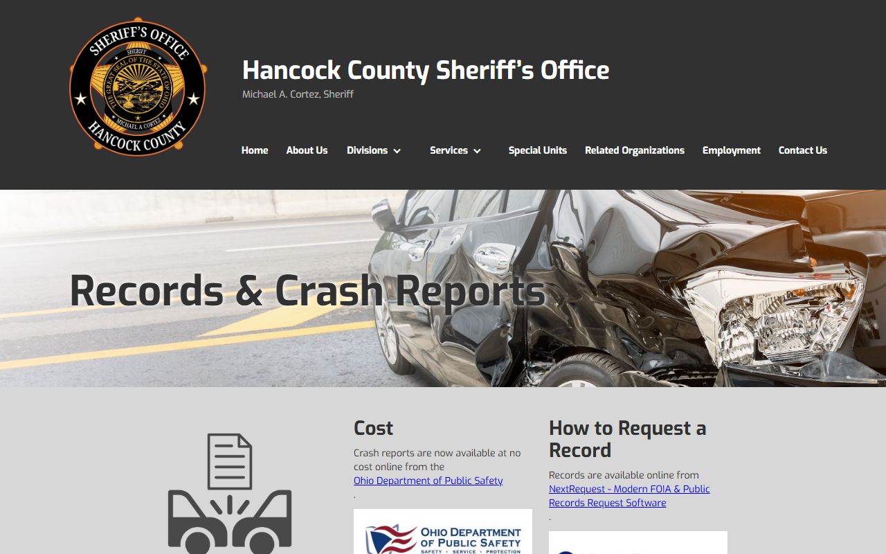 BuyCrash Indiana accident report portal for Hancock County crash records