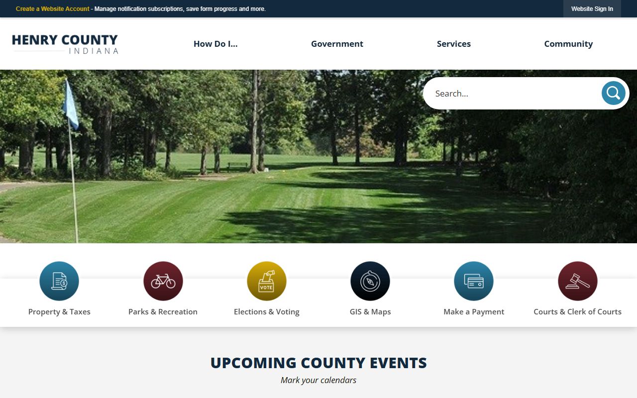 Henry County Indiana government website for police blotter and public records access