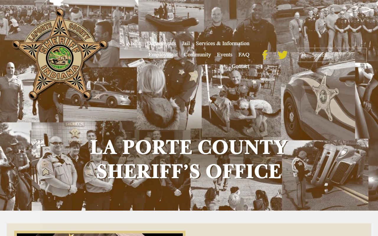 La Porte County Sheriff's Office website for police blotter records