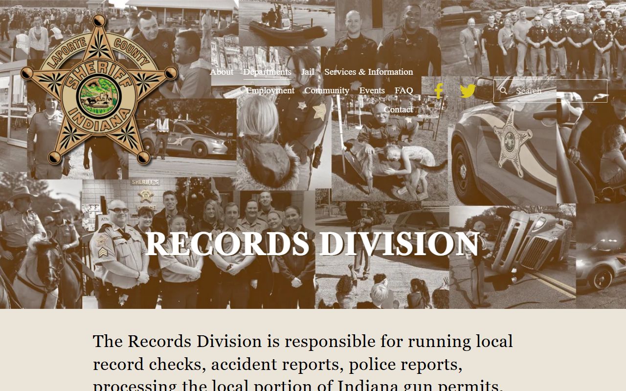 La Porte County Sheriff's Office Records Division page for APRA requests