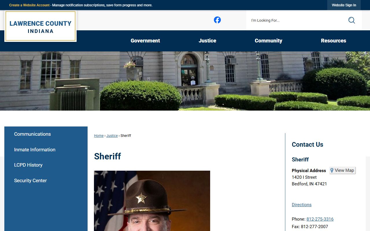 Lawrence County Sheriff's Office website for police blotter and public records
