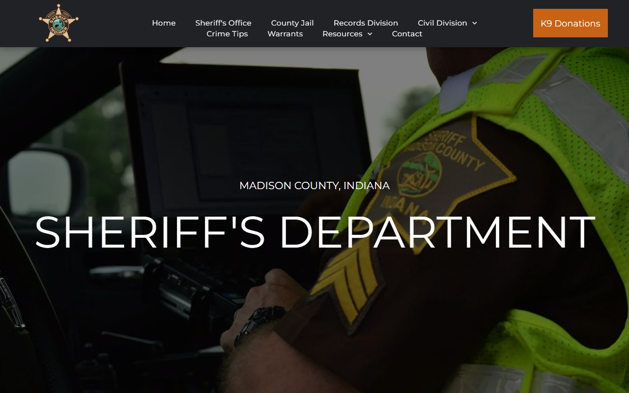 Madison County Sheriff's Department website for police blotter records in Anderson Indiana