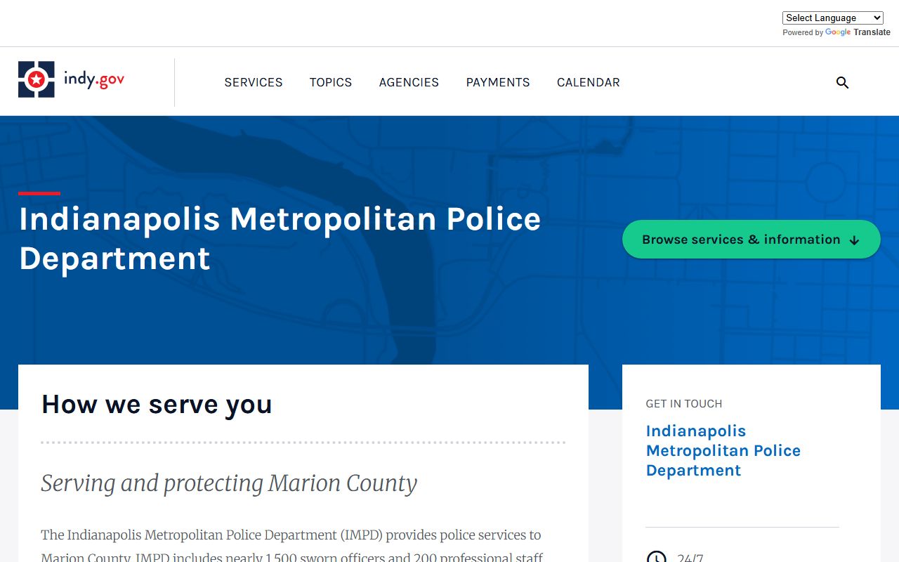 Indianapolis Metropolitan Police Department website for Marion County police blotter records