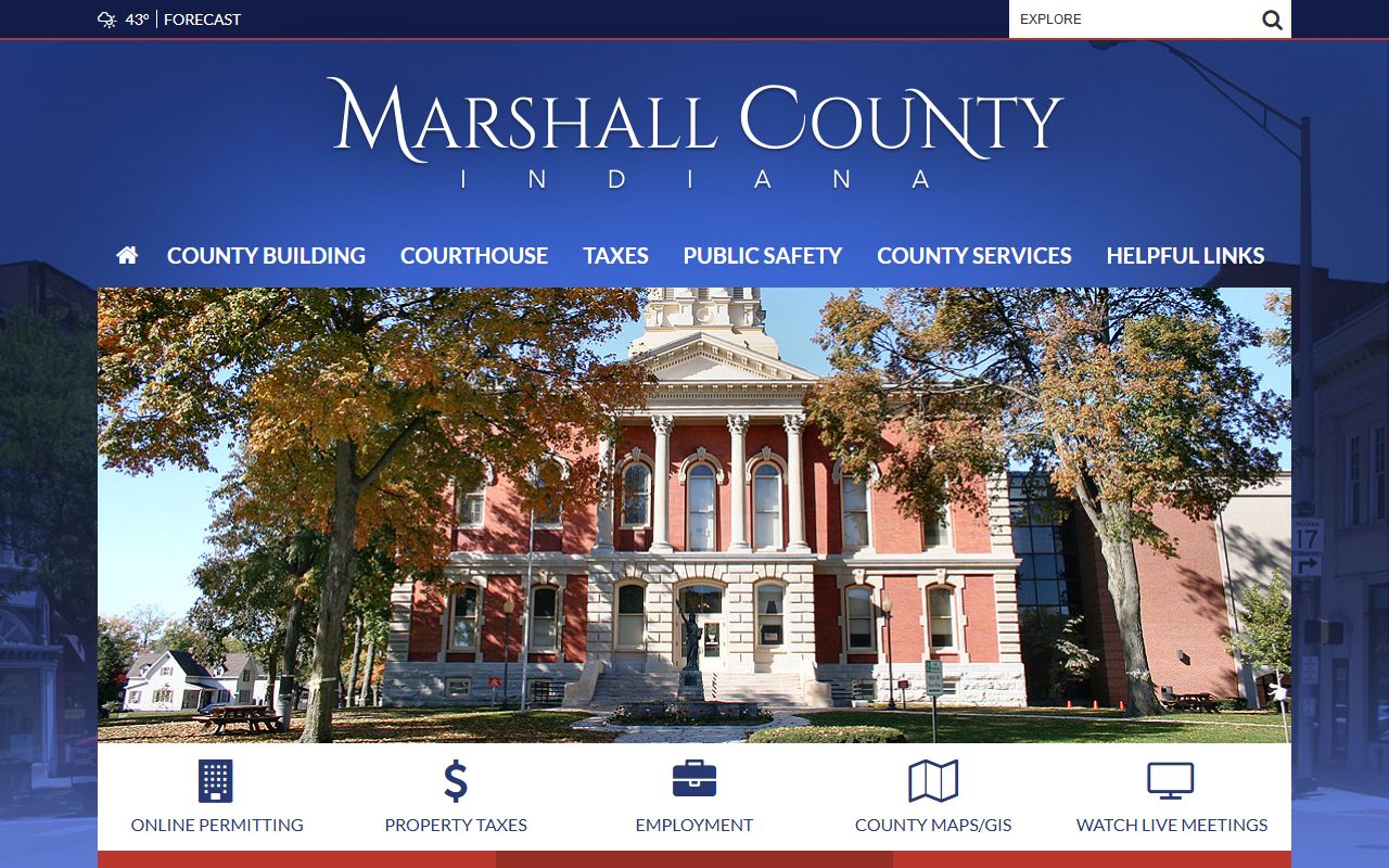 Marshall County Indiana government website with links to police blotter and public records resources