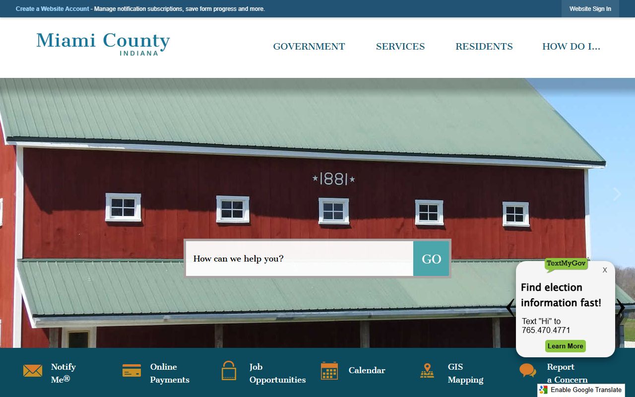 Miami County Indiana government website for sheriff contact and police blotter records access