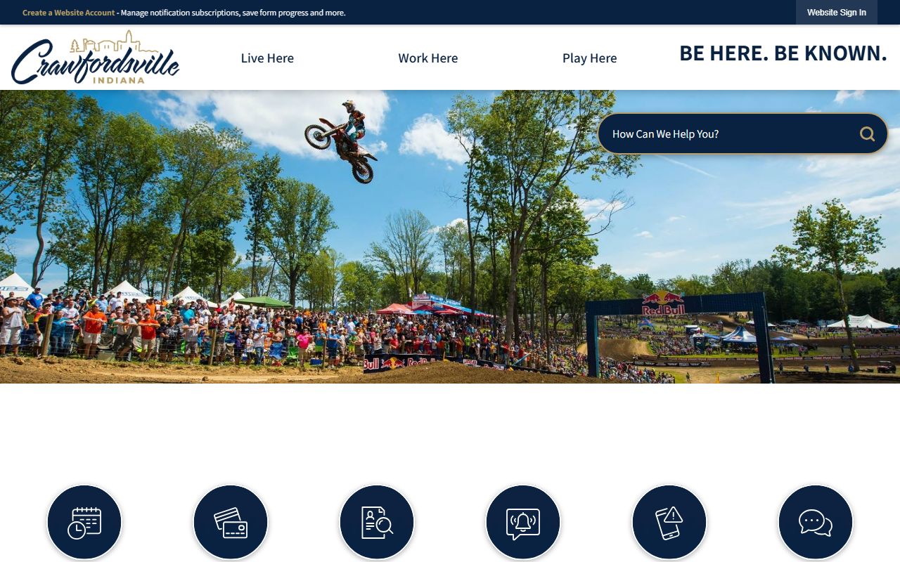 Crawfordsville city website connecting to police blotter records and local government services