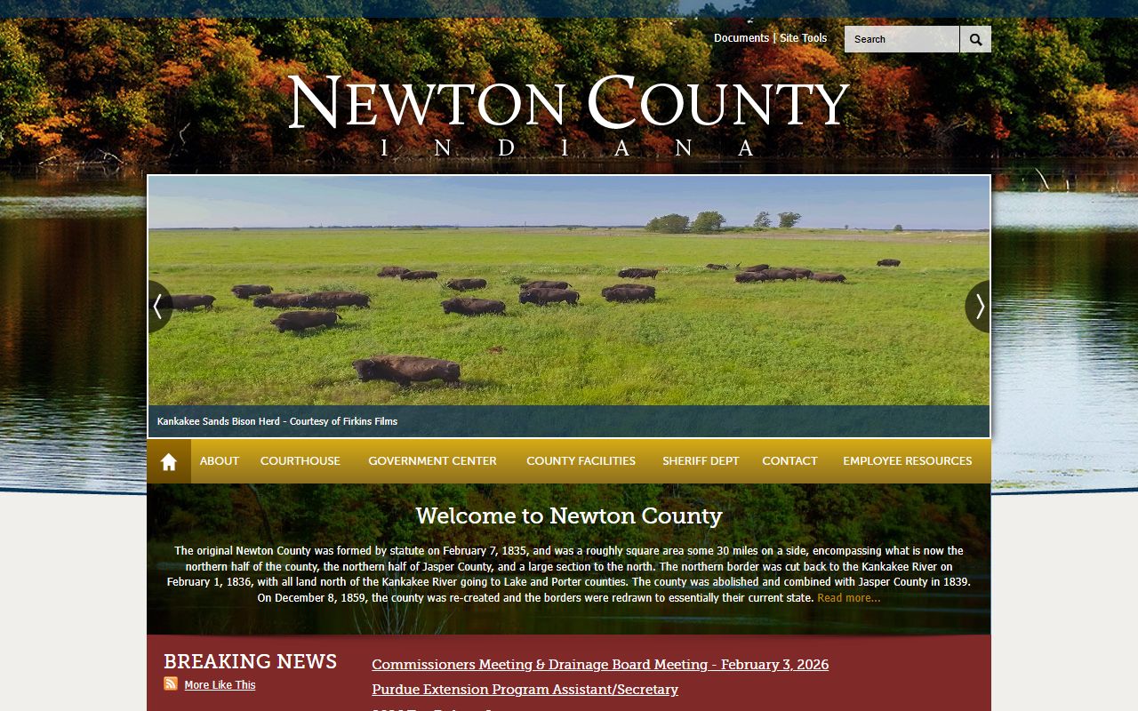 Newton County Indiana government website for police blotter records