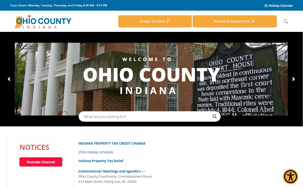 Ohio County government website with public records information