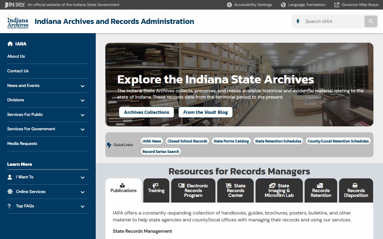 Ohio County IARA record retention schedule information
