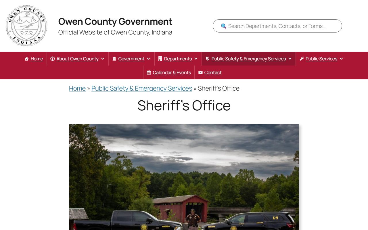 Owen County Sheriff's Office website for police blotter records