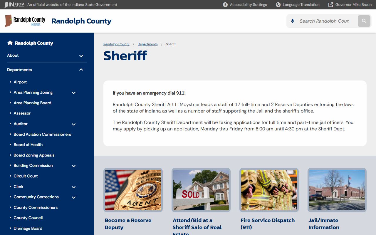 Randolph County Sheriff's Office website and police blotter resources
