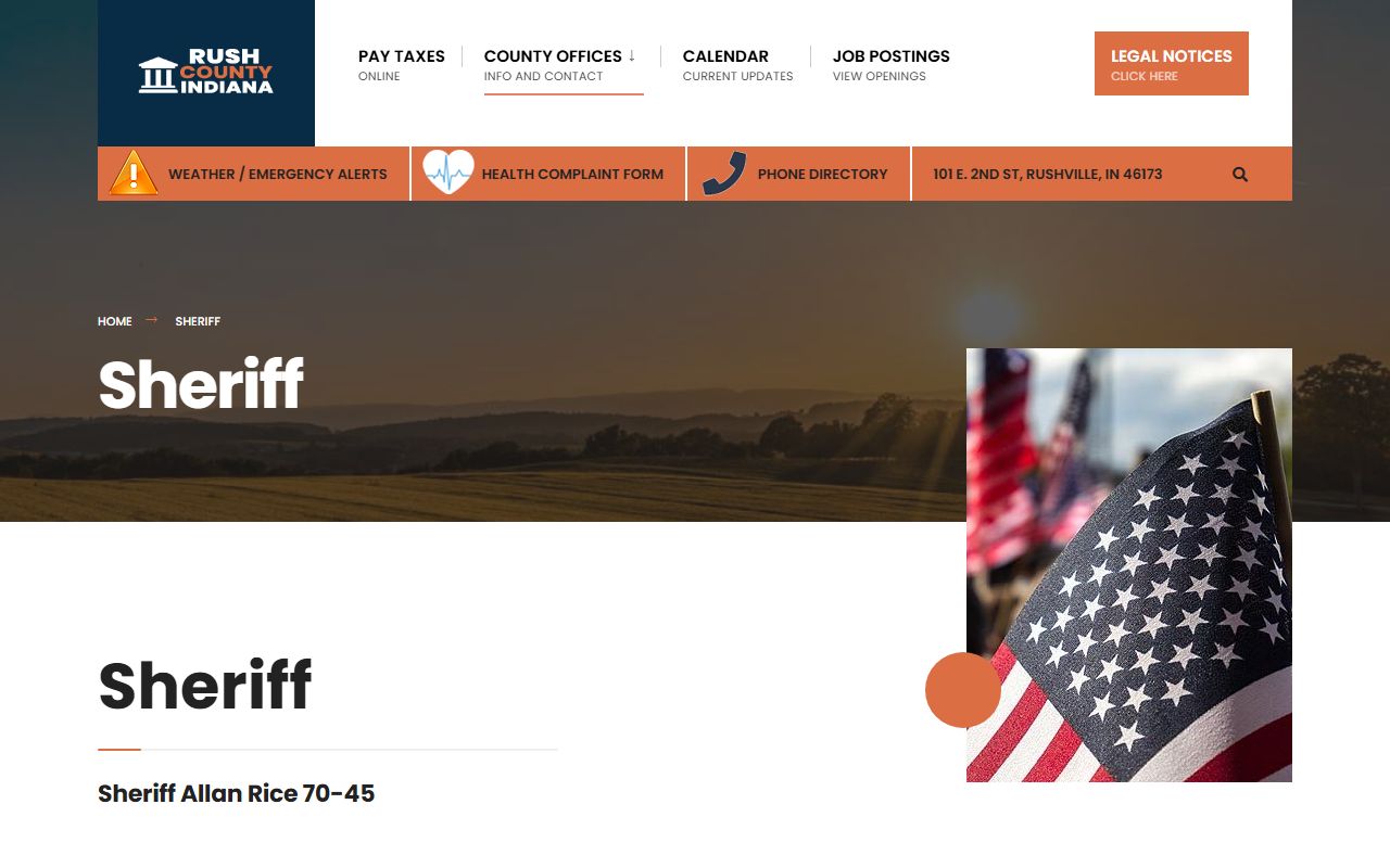 Rush County Sheriff's Office website and police blotter records