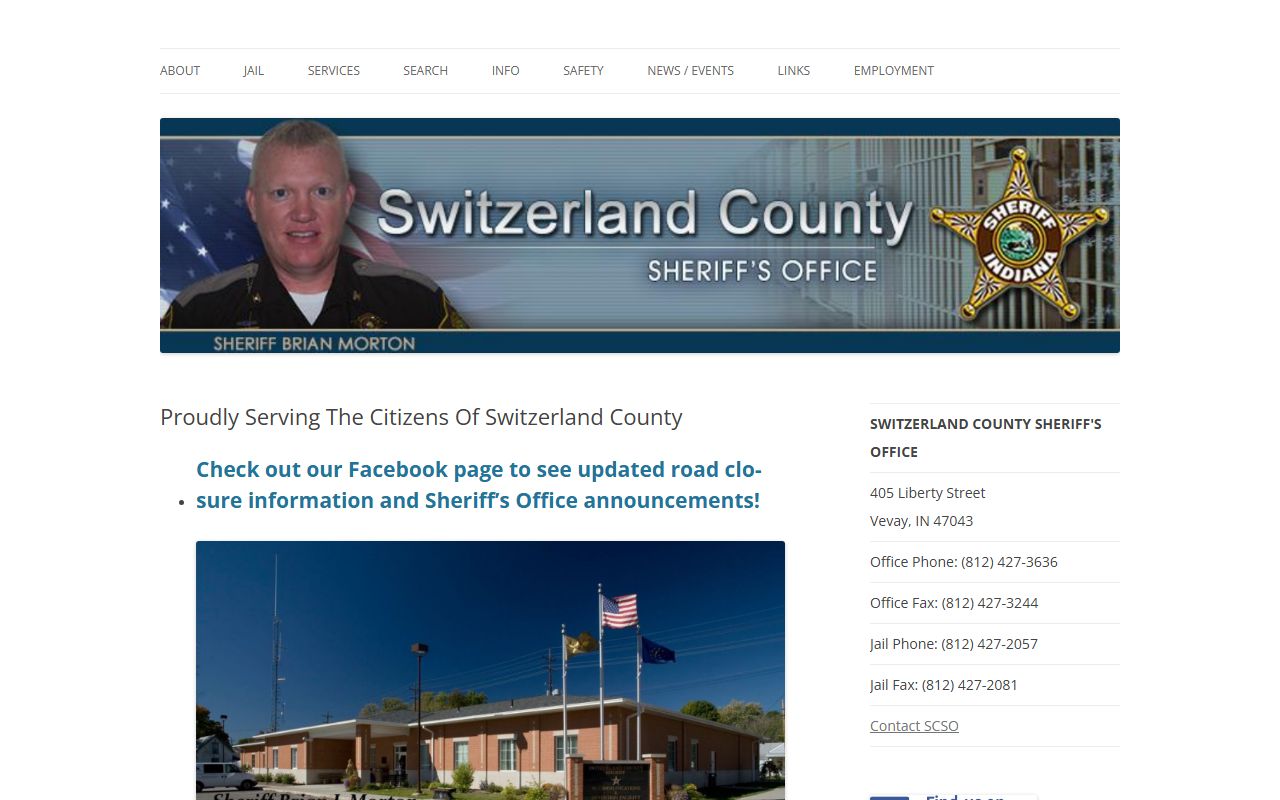 Switzerland County Sheriff's Office website and police blotter resources
