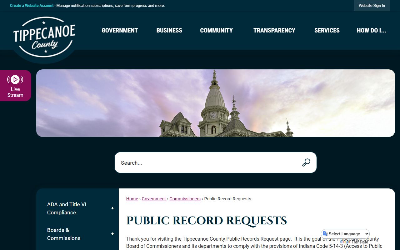 Tippecanoe County Sheriff's Office and police blotter records portal