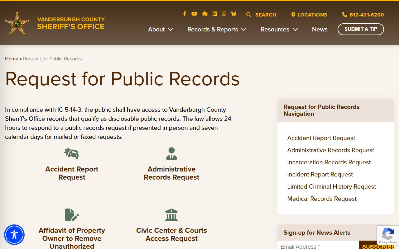 Evansville Police daily crime report and blotter records