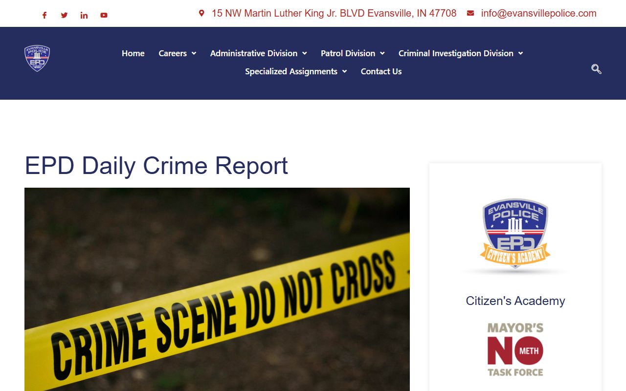 Indiana State Police resources for Vanderburgh County police blotter