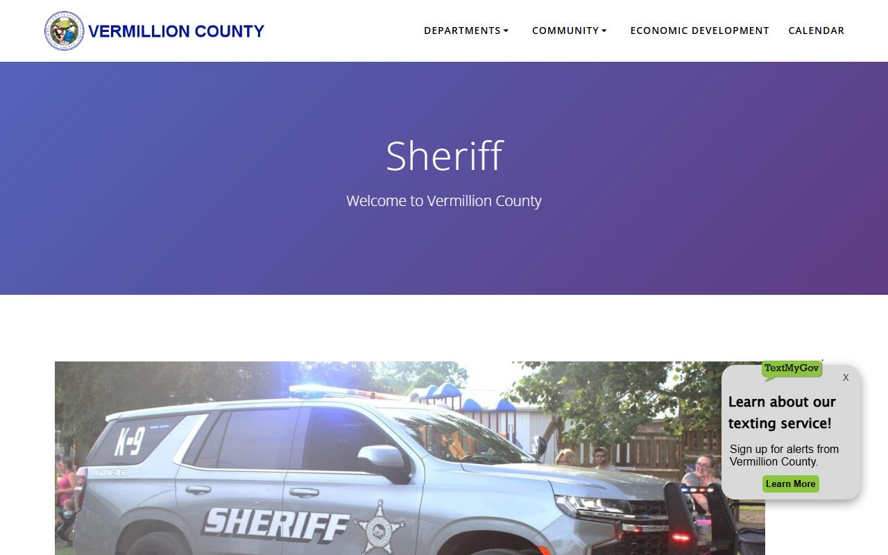 Vermillion County Sheriff's Office website for police blotter records