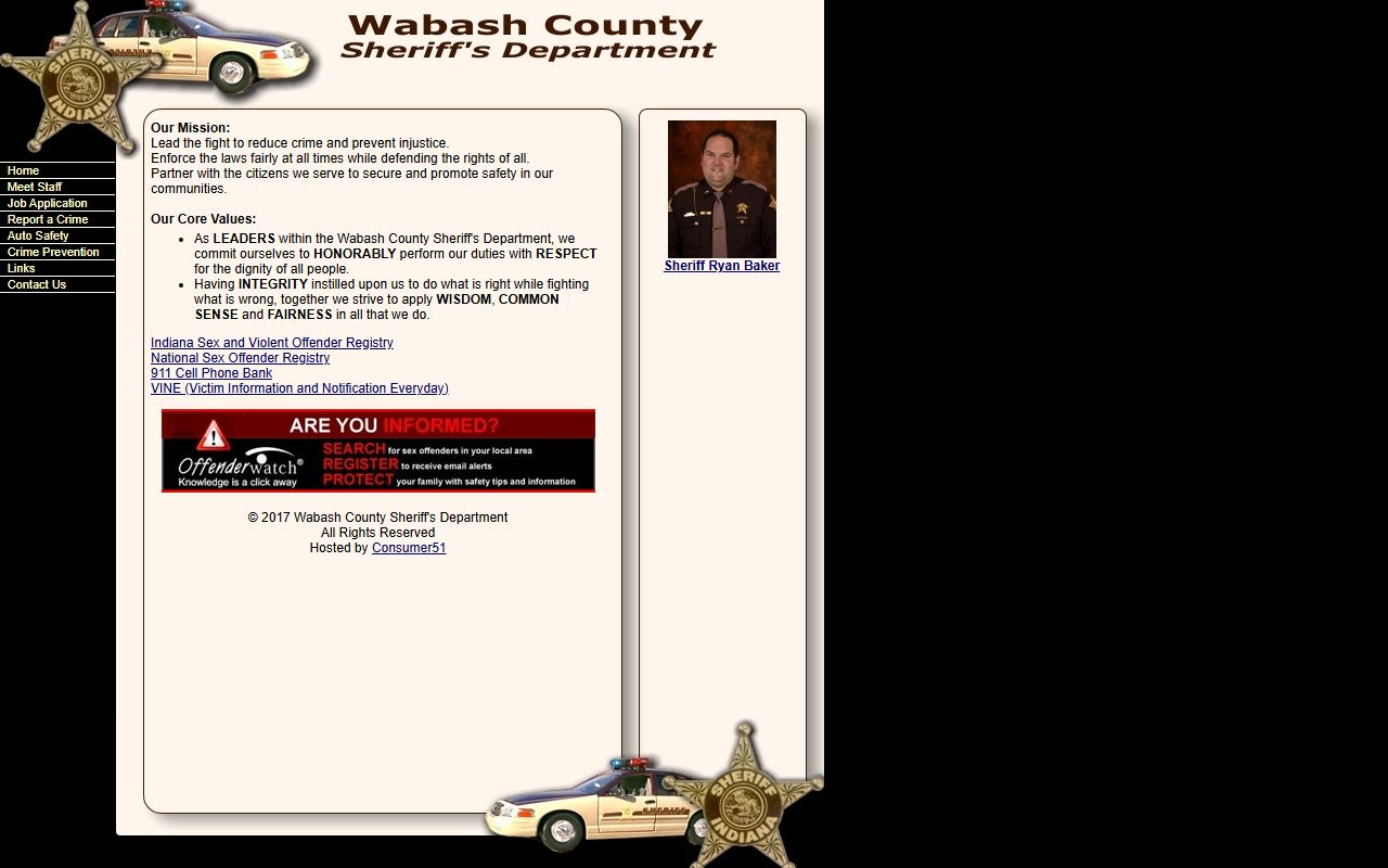 Wabash County Sheriff's Department website for police blotter records
