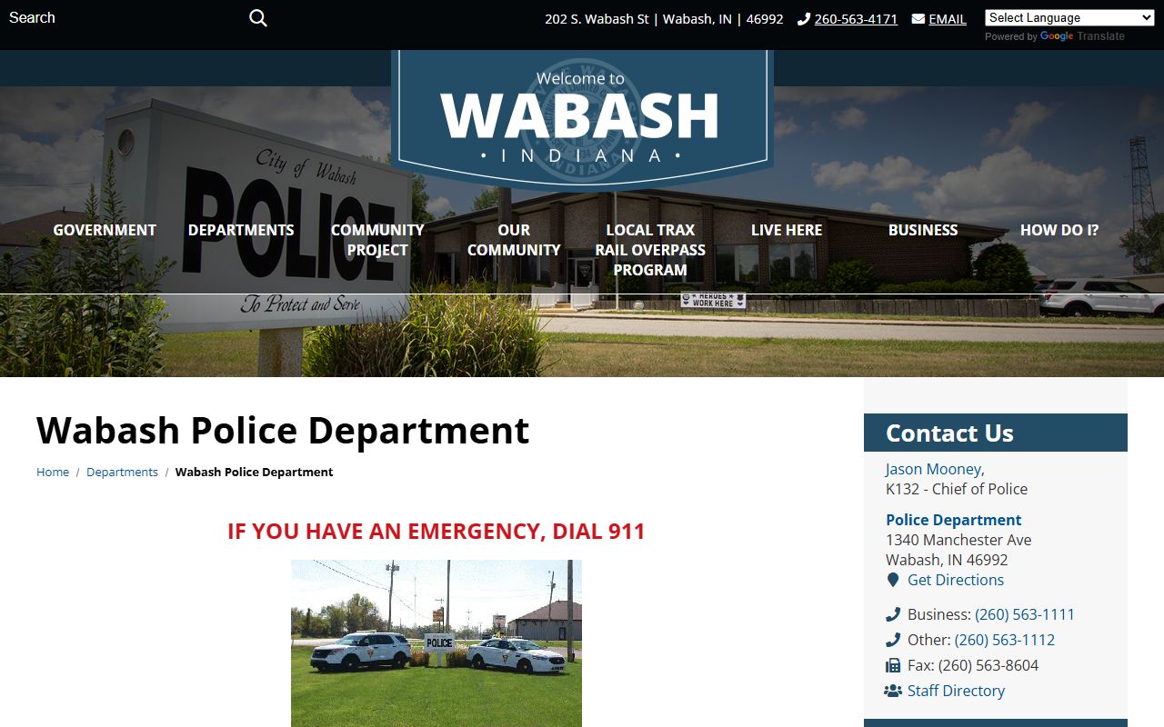 Wabash City Police Department for Wabash County police blotter records