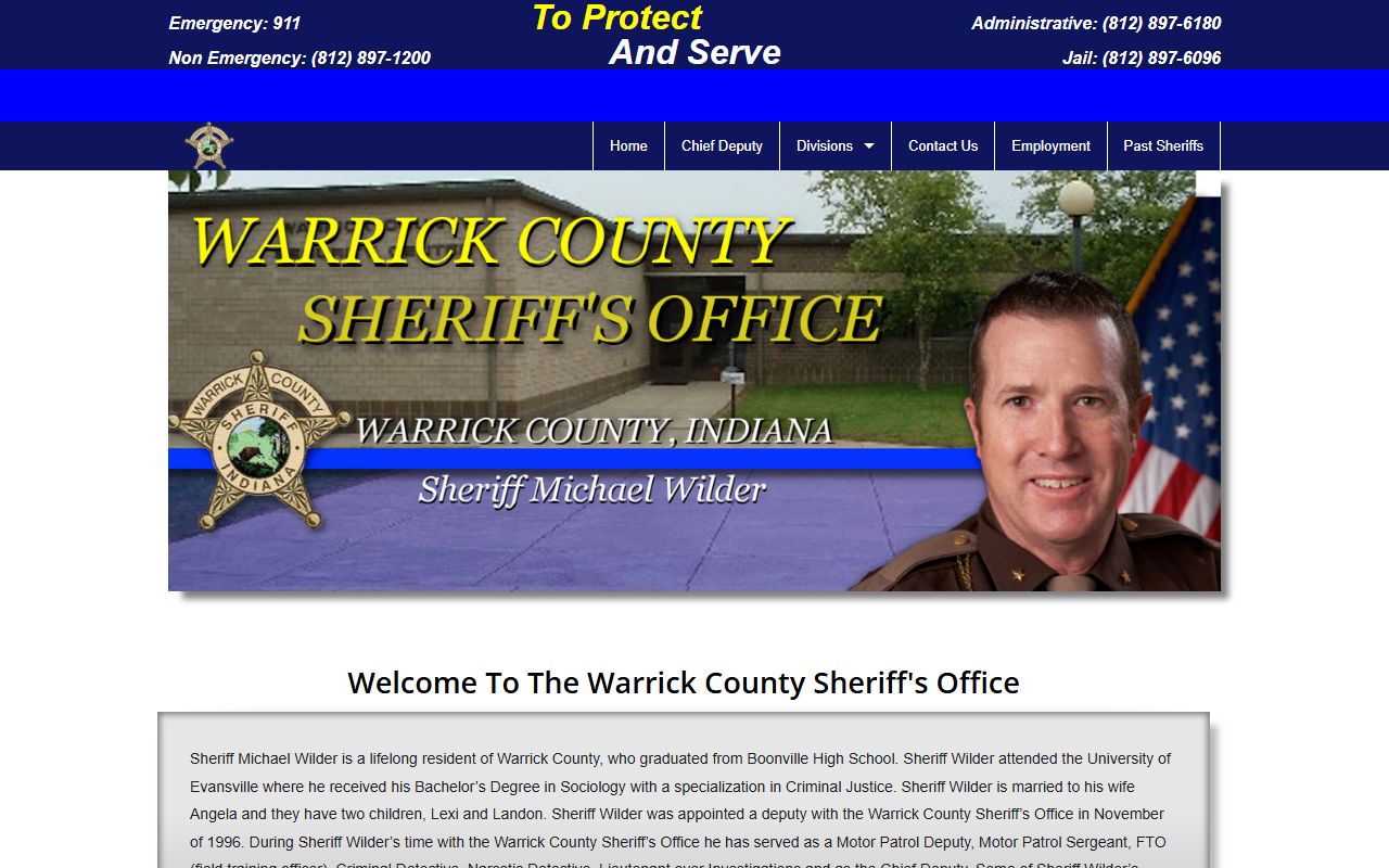 Warrick County Sheriff's Office website for police blotter records