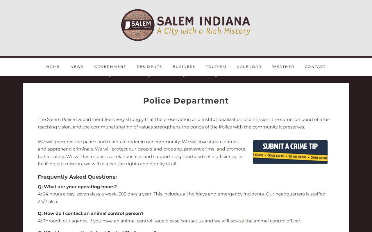 Washington County Sheriff's Department records page for police blotter requests