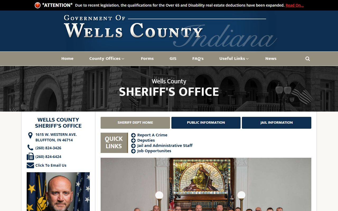 Wells County Sheriff's Office website for police blotter records