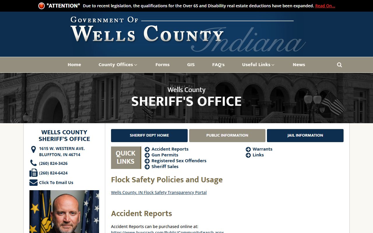 Bluffton Police Department for Wells County police blotter records