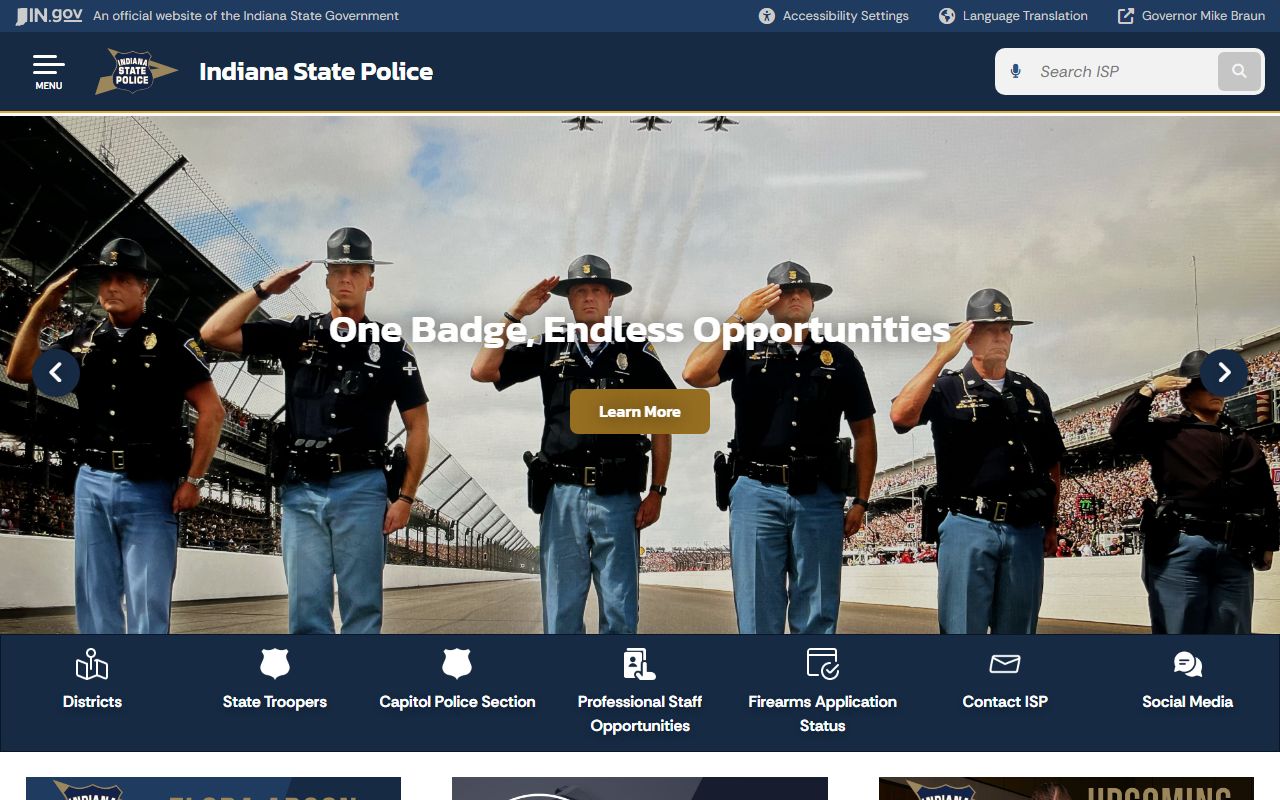 Indiana State Police website - Indiana police blotter records statewide