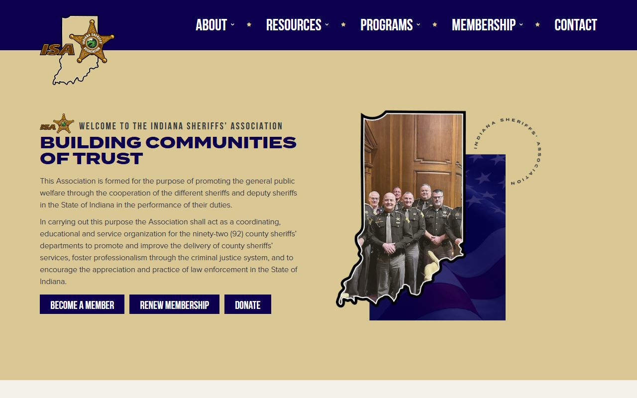 Indiana Sheriffs Association directory for county police blotter records and contacts